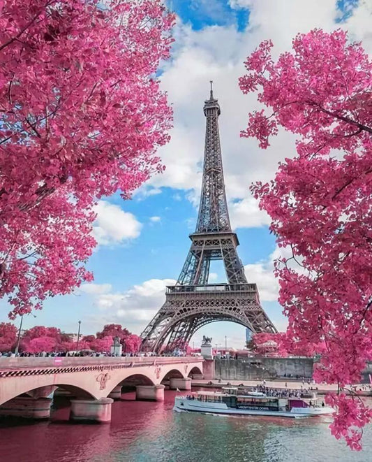 Landscape Eiffel Tower Paint By Numbers Kits UK With Frame RA3088