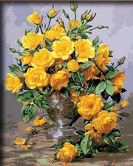 Flower Paint By Numbers Kits UK For Adult WH2028