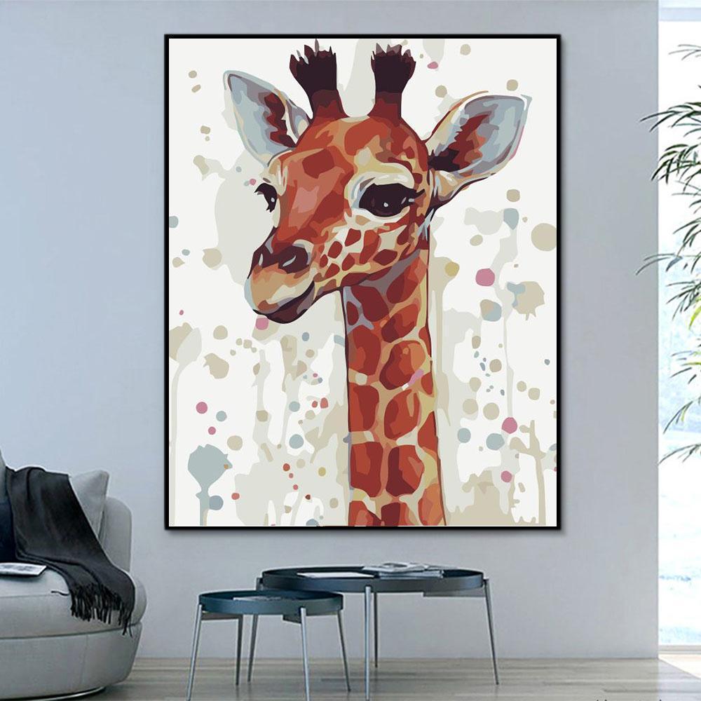 Animal Giraffe Paint By Numbers Kits UK For Beginners HQD1235