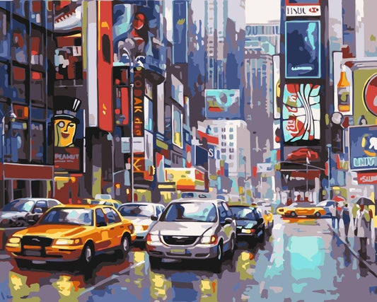 Landscape Time Square Paint By Numbers Kits UK With Frame HQD1403
